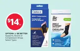 Rexall OPTION+ or BE BETTER Supports, Braces or Compression Wraps offer