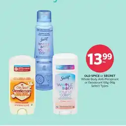 Rexall OLD SPICE or SECRET Whole Body Anti-Perspirant or Deodorant offer