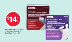 Rexall OPTION+ Extra Strength or Platinum Muscle & Back Pain Relief 18's offer