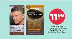 Rexall JUST FOR MEN Comb-In or Touch of Grey or CONTROL GX Men's Hair Colour offer