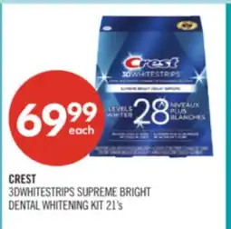 Shoppers Drug Mart CREST 3DWHITESTRIPS SUPREME BRIGHT DENTAL WHITENING KIT offer