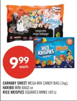 Shoppers Drug Mart CARNABY SWEET MEGA MIX CANDY BAG (1kg), HARIBO MINI BAGS or RICE KRISPIES SQUARES MINIS (40's) offer