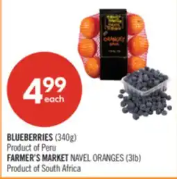 Shoppers Drug Mart BLUEBERRIES (340g), FARMER'S MARKET NAVEL ORANGES (3lb) offer