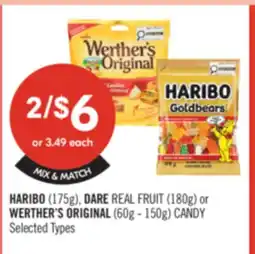 Shoppers Drug Mart HARIBO (175g), DARE REAL FRUIT (180g) or WERTHER'S ORIGINAL (60g - 150g) CANDY offer