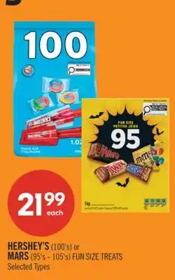 Shoppers Drug Mart HERSHEY'S (100's) or MARS (95's - 105's) FUN SIZE TREATS offer
