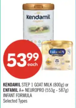 Shoppers Drug Mart KENDAMIL STEP 1 GOAT MILK (800g) or ENFAMIL A+ NEUROPRO (553g - 587g) INFANT FORMULA offer