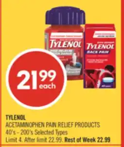 Shoppers Drug Mart TYLENOL ACETAMINOPHEN PAIN RELIEF PRODUCTS offer