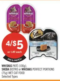 Shoppers Drug Mart WHISKAS PATÉ (100g), SHEBA BISTRO or WHISKAS PERFECT PORTIONS (75g) WET CAT FOOD offer