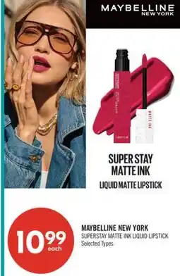 Shoppers Drug Mart MAYBELLINE NEW YORK SUPERSTAY MATTE INK LIQUID LIPSTICK offer