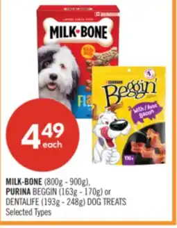 Shoppers Drug Mart MILK-BONE (800g - 900g), PURINA BEGGIN (163g - 170g) or DENTALIFE (193g - 248g) DOG TREATS offer