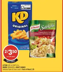Shoppers Drug Mart LIPTON CUP-A-SOUP (4'S), KNORR SIDEKICKS OR KRAFT DINNER offer