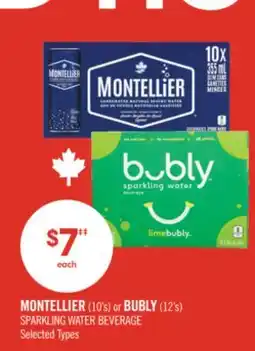 Shoppers Drug Mart MONTELLIER (10's) or BUBLY (12's) SPARKLING WATER BEVERAGE offer