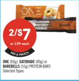 Shoppers Drug Mart ONE (60g), GATORADE (80g) or BAREBELLS (55g) PROTEIN BARS offer