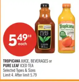 Shoppers Drug Mart TROPICANA JUICE, BEVERAGES or PURE LEAF ICED TEA offer