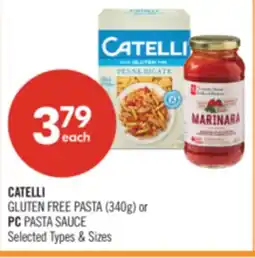 Shoppers Drug Mart CATELLI GLUTEN FREE PASTA (340g) or PC PASTA SAUCE offer