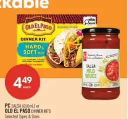 Shoppers Drug Mart PC Salsa (650ml) or OLD EL PASO DINNER KITS offer