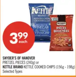 Shoppers Drug Mart SNYDER'S OF HANOVER PRETZEL PIECES (240g) or KETTLE BRAND KETTLE COOKED CHIPS (156g - 198g) offer