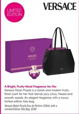 Shoppers Drug Mart Versace Dylan Purple Eau de Parfum 100ml with a Limited Edition Tote Bag offer