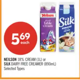 Shoppers Drug Mart NEILSON 18% CREAM (1L) or SILK DAIRY FREE CREAMER (890mL) offer