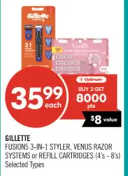 Shoppers Drug Mart GILLETTE FUSION5 3-IN-1 STYLER, VENUS RAZOR SYSTEMS or REFILL CARTRIDGES offer