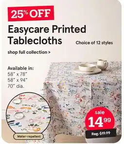 Kitchen Stuff Plus Easycare Printed Tablecloths offer