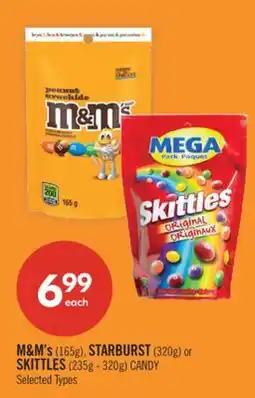 Shoppers Drug Mart M&Ms (165g), STARBURST (320g) or SKITTLES (235g - 320g) CANDY offer