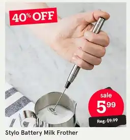 Kitchen Stuff Plus Stylo Battery Milk Frother offer