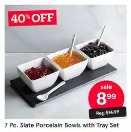 Kitchen Stuff Plus 7 Pc. Slate Porcelain Bowls with Tray Set offer