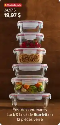 Walmart Ens. de contenants Lock & Lock de Starfrit en 12 pièces verre offer