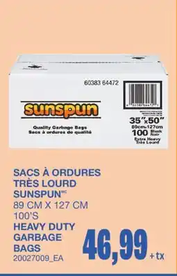 Wholesale Club SACS À ORDURES TRÈS LOURD, 89 CM X 127 CM 100'S offer