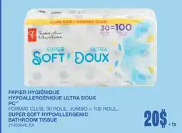 Wholesale Club PAPIER HYGIÉNIQUE HYPOALLERGÉNIQUE ULTRA DOUX, FORMAT CLUB, 30 ROUL. JUMBO = 100 ROUL offer
