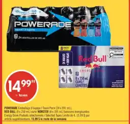 Pharmaprix POWERADE Team Pack (24 x 591 mL), RED BULL (8 x 250 mL) or MONSTER (8 x 355 mL) Energy Drink offer