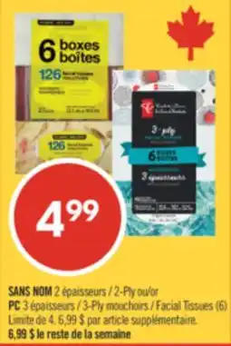 Pharmaprix NO NAME 2-Ply or PC 3-Ply Facial Tissues (6) offer