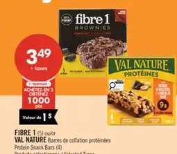 Pharmaprix FIBRE 1 (5) or VAL NATURE Protein Snack Bars (4) offer