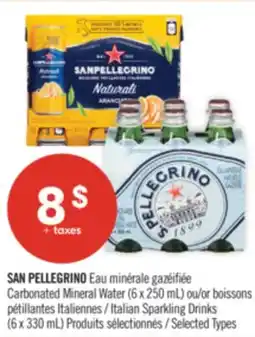 Pharmaprix SAN PELLEGRINO Carbonated Mineral Water (6x 250 mL) or boissons Italian Sparkling Drinks (6x 330 mL) offer