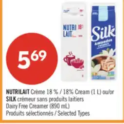 Pharmaprix NUTRILAIT 18% Cream (1 L) or SILK Dairy Free Creamer (890 mL) offer