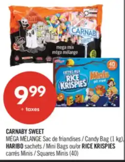 Pharmaprix CARNABY SWEET MÉGA MÉLANGE Candy Bag (1 kg), HARIBO Mini Bags or RICE KRISPIES Squares Minis (40) offer