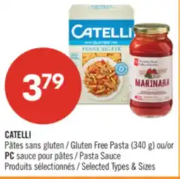 Pharmaprix CATELLI Gluten Free Pasta (340 g) or PC Pasta Sauce offer