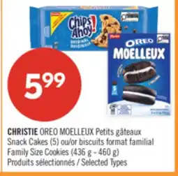 Pharmaprix CHRISTIE OREO MOELLEUX Snack Cakes (5) or Family Size Cookies (436 g - 460 g) offer