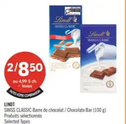 Pharmaprix LINDT SWISS CLASSIC Chocolate Bar offer