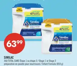 Pharmaprix SIMILAC 360 TOTAL CARE Stage 1 or Stage 3 Infant Formula offer