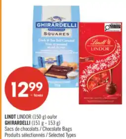 Pharmaprix LINDT LINDOR (150 g) or GHIRARDELLI (151 g - 153 g) Chocolate Bags offer