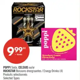 Pharmaprix POPPI Soda, CELSIUS or ROCKSTAR Energy Drinks offer