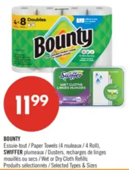 Pharmaprix BOUNTY Paper Towels (4 Roll), SWIFFER Dusters Wet or Dry Cloth Refills offer