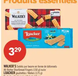 Pharmaprix WALKER'S All-Butter Shortbread Fingers (150 g) or LOACKER Wafers (175 g) offer