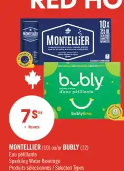Pharmaprix MONTELLIER (10) or BUBLY (12) Sparkling Water Beverage offer