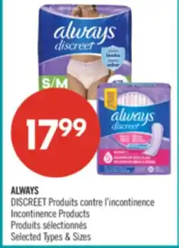 Pharmaprix ALWAYS DISCREET Incontinence products offer