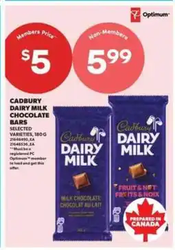 Real Canadian Superstore Cadbury Dairy Milk Chocolate Bars offer