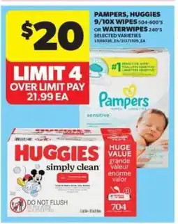Real Canadian Superstore Pampers, Huggies 9/10x Wipes or Waterwipes offer