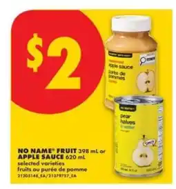 No Frills NO NAME FRUIT or APPLE SAUCE offer